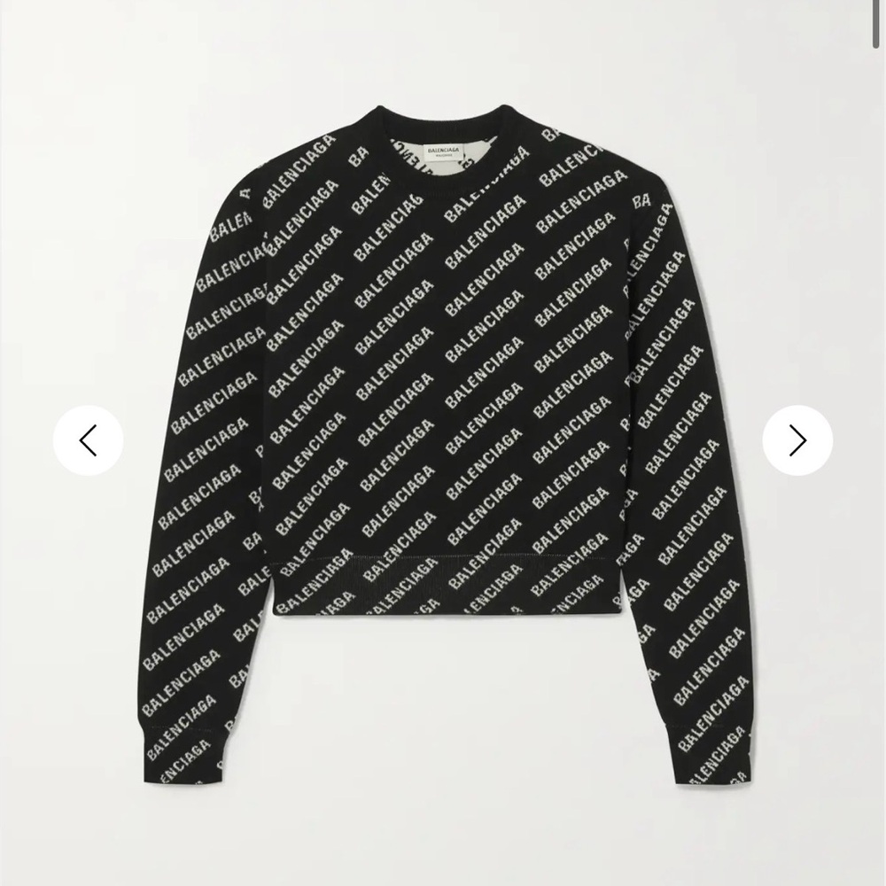 Balenciaga Black and White Logo Cropped Sweater NWOT ! Will gift designer box
